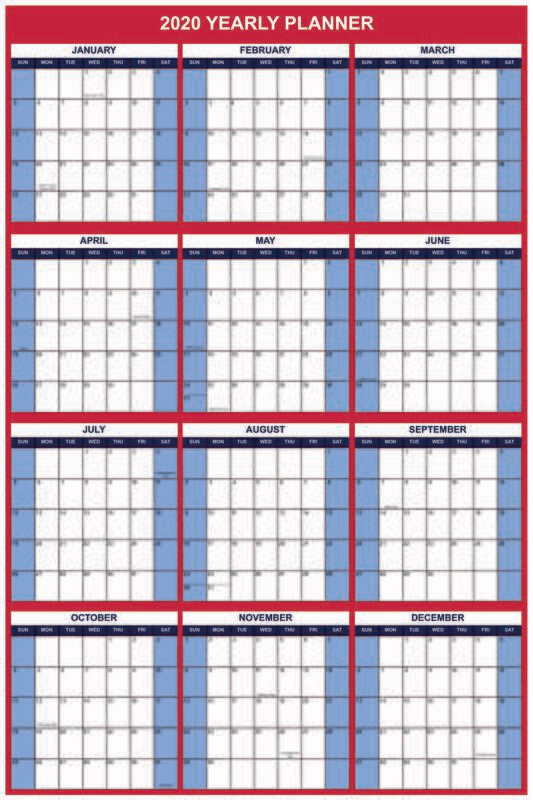 2020 Wall Calendar, Vertical Dry Erase Office Calendar, Yearly Planner, Large 24&quot;x36&quot;