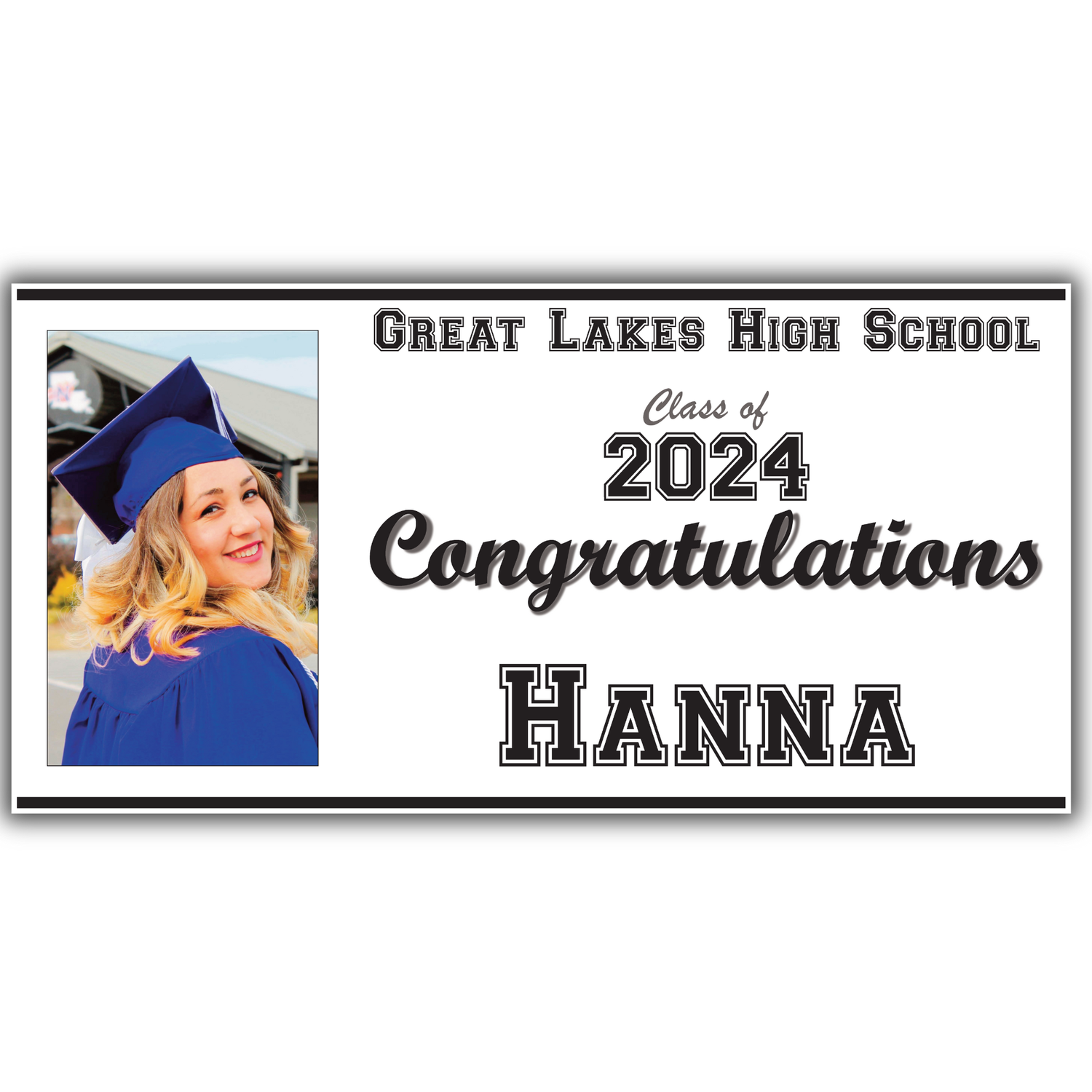 Copy King Large Class of 2024 Graduation Banner, Custom Photo Personalized - 24&quot; x 48&quot; - Big Grad Party Banner