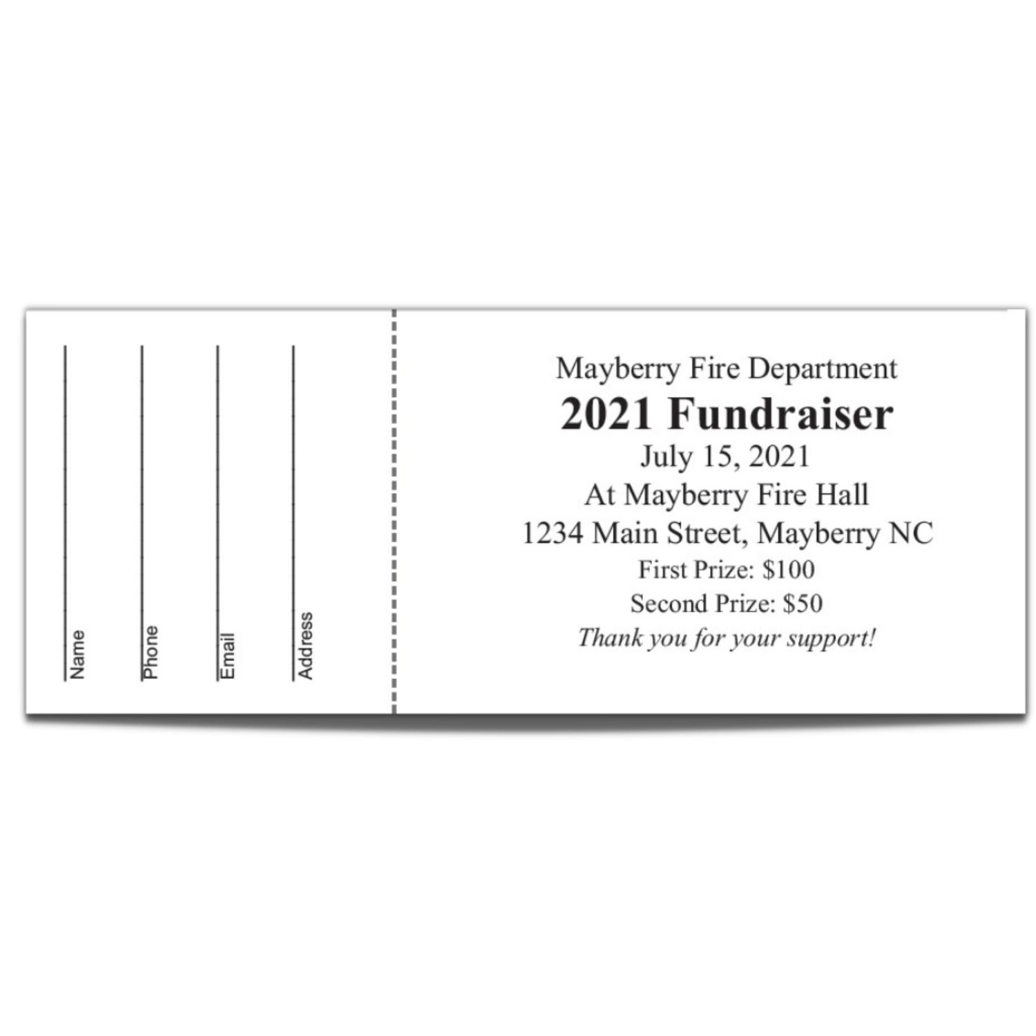 250 Custom Raffle Tickets - Fundraiser, Raffles, 50/50, Auction, Giveaways, Contest Tickets with Tear-Away Stubs - 2.125&quot; x 5.5&quot;