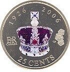 Canada. Elizabeth II. 2006. 25 cents. Celebration of 80 years to Her Majesty Queen Elizabeth II. Colored. Fe-Ni 12.610 g., KM#632. UNC