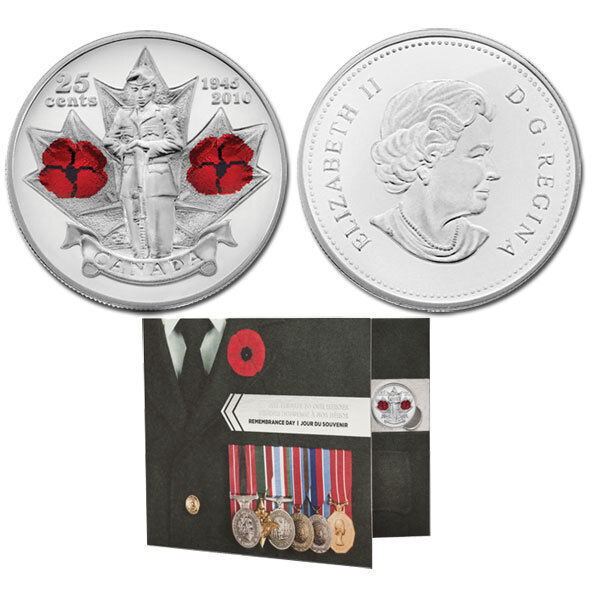 Canada. Elizabeth II. 2010. 25 cents. 1945-2010. 65 years since the end of World War II. - Poppy. Fe-Ni 4.30 g., KM#1028 UNC