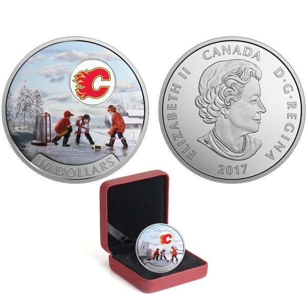 Canada. Elizabeth II. 2017. 10 Dollars. Series: Hockey, Passion for the Game. #03. Calgary Flame. 0.9999 Silver 0.560 Oz., ASW., 15.870 g., PROOF/Colored. Mintage: 10,000