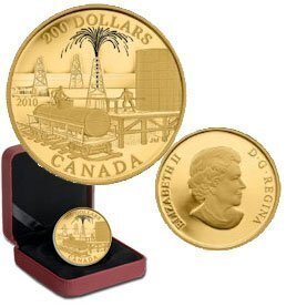 Canada. Elizabeth II. 2010. 200 dollars. Series: Canadian Trade History. #06. Oil trade. 0.916 Gold 0.6 Oz., AGW 17.13 g., KM # PROOF