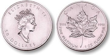 Canada. Elizabeth II. 1989. 50 Dollars. Platinum Maple Leaf. 0.9995 Platinum 0.9931 Oz., APW 31.10 g., KM#167. PROOF.