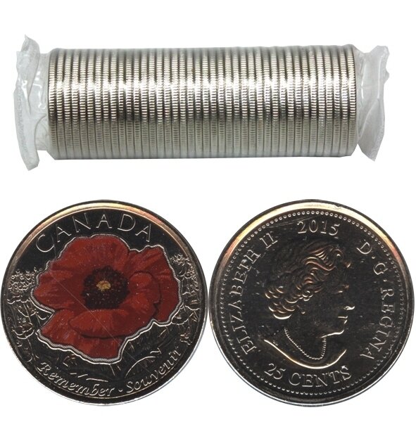 Canada. Elizabeth II. 2015. 25 Cents - a roll of 40 coins. Series: 1915-2015. 100 Years of the Poem 