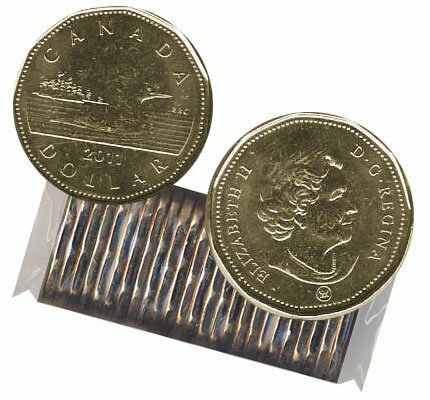 Canada. Elizabeth II. 2011. 1 dollar - a roll of 25 coins. Loon. RCM logo. Ni-Cu. KM#. UNC