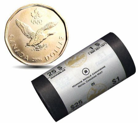 Canada. Elizabeth II. 2006. 1 dollar - a roll of 25 coins. Lucky Loonie. Ni-Cu. KM#. UNC
