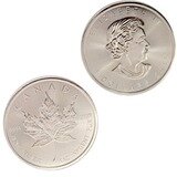 Canada. Elizabeth II. 2018. 5 Dollars - a roll of 25 coins. Maple Leaf. 0.9999 Silver 1.0 Oz., ASW., 31.1 g., BU. UNC