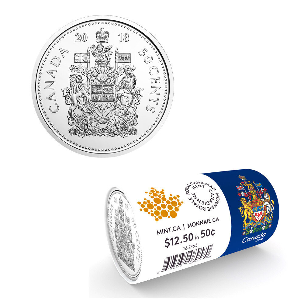 Canada. Elizabeth II. 2018. 50 Cents - a roll of 25 coins. Fe-Ni 6.90 g. UNC. Mintage: 30,000