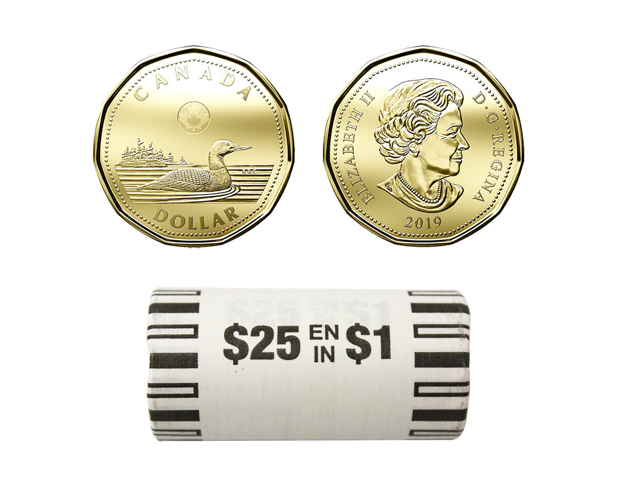 Canada. Elizabeth II. 2019. 1 Dollar - a roll of 25 coins. Loon. Ni-Cu. KM#. UNC