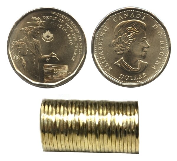 Canada. Elizabeth II. 2016. 1 Dollar - a roll of 25 coins. 1916-2016. 100 Years of the Right to Vote for Women. Ni-Cu. KM#. UNC