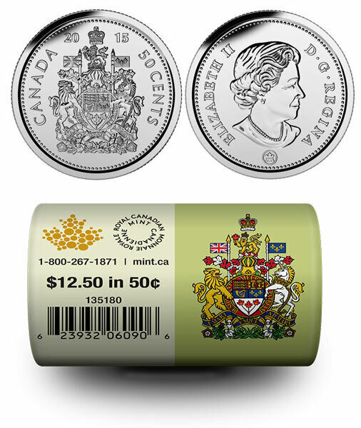 Canada. Elizabeth II. 2015. 50 Cents - a roll of 25 coins. Fe-Ni 6.90 g. UNC. Mintage: 25,000