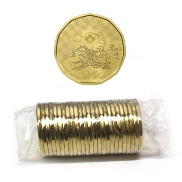 Canada. Elizabeth II. 2016. 1 Dollar - a roll of 25 coins. Lucky Loonie. Rio Summer Olympics. Ni-Cu. KM#. UNC