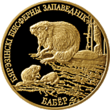 Belarus. 2006. 50 Rubles. Series: Nature Reserves of Belarus. Berezensky Biosphere Reserve. Beaver. 0.900 Gold. 0.2315 Oz., AGW 8.00 g., PROOF. Mintage: 3,000 Belarus. 2006. 50 Rubles. Series: Nature Reserves of Belarus. Berezensky Biosphere Reserve. Beaver. 0.900 Gold. 0.2315 Oz., AGW 8.00 g., PROOF. Mintage: 3,000