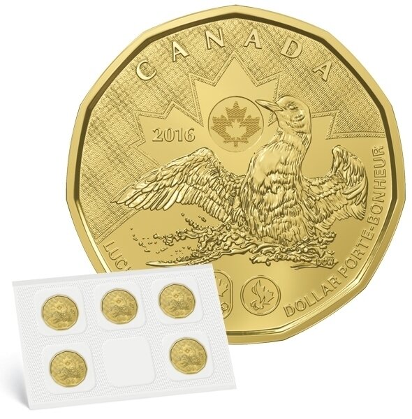 Canada. Elizabeth II. 2016. 1 Dollar. A set of 5 coins. Lucky Loonie. Rio Olympics. Ni-Cu. KM#. UNC