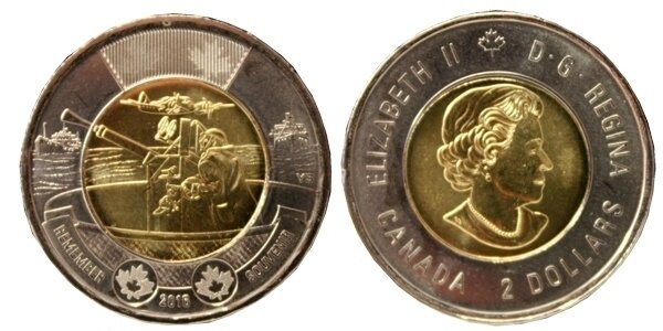 Canada. Elizabeth II. 2016. 2 Dollars. RCM set of 5 coins. Series: World War II. #01. Battle of the Atlantic. Ni, Cu, Al. 7.30 g., UNC