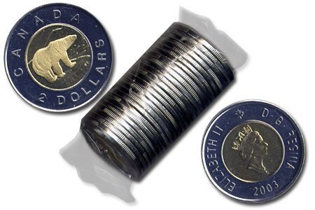 Canada. Elizabeth II. 2003. 2 dollars. Polar Bear. A bust of a young Queen. Ni, Cu, Al. 7.30 g. UNC