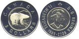 Canada. Elizabeth II. 2006. 2 dollars. 1996-2006. 10 years of coinage $2. Polar Bear. No RCM logo. Ni, Cu, Al. 7.30 g., Proof-Like.