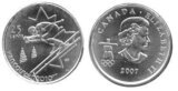 Canada. Elizabeth II. 2007. 25 cents. 2010 Vancouver Winter Olympics. #05. Mountain Skis. Fe-Ni 4.430 g., KM#686. UNC