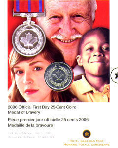 Canada. Elizabeth II. 2006. 25 cents. Medal for Bravery. Fe-Ni. 4.40 g., KM#629. UNC