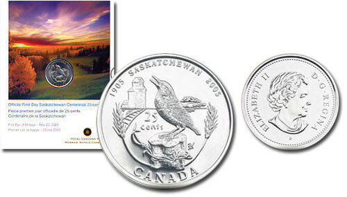 Canada. Elizabeth II. 2005. 25 cents. 1905 - 2005. 100 Years in the Confederation. Saskatchewan. 