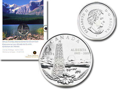 Canada. Elizabeth II. 2005. 25 cents. 1905 - 2005. 100 Years in the Confederation. Alberta. 