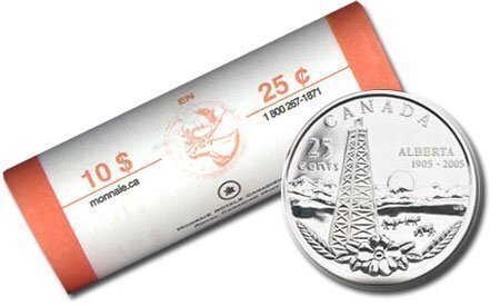Canada. Elizabeth II. 2005. 25 cents. 1905 - 2005. 100 years in the Confederation. Alberta. 