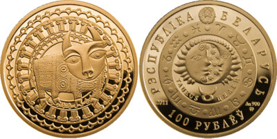 Belarus. 2011. 100 Rubles. Series: Horoscope. Taurus. 0.900 Gold. 0.4486 Oz., AGW 15.50 g., PROOF. Mintage: 2,000