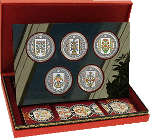 Belarus. 2013. 20 Rubles. A set of 5 coins. Series: Slutsk belts. 0.925 Silver. 4.9998 Oz., ASW. 33.62 g. x 5 coins. PROOF / Colored. Mintage: 7,000 Belarus. 2013. 20 Rubles. A set of 5 coins. Series: Slutsk belts. 0.925 Silver. 4.9998 Oz., ASW. 33.62 g. x 5 coins. PROOF / Colored. Mintage: 7,000