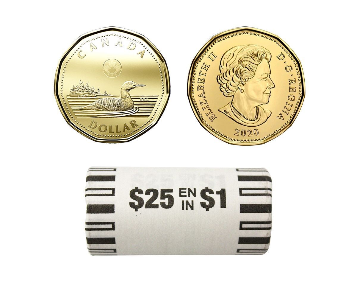 Canada. Elizabeth II. 2020. 1 Dollar - a roll of 25 coins. Loon. Ni-Cu. KM#. UNC