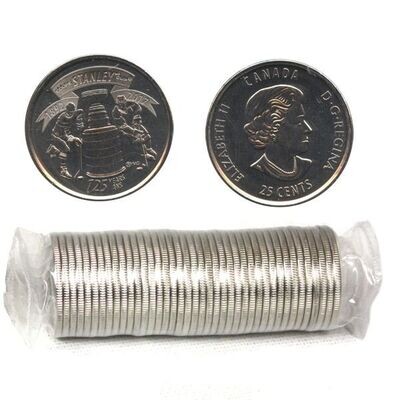 Canada. Elizabeth II. 2017. 25 Cents - a roll of 40 coins. Stanley Cup ®. Fe-Ni 4.430 g. UNC
