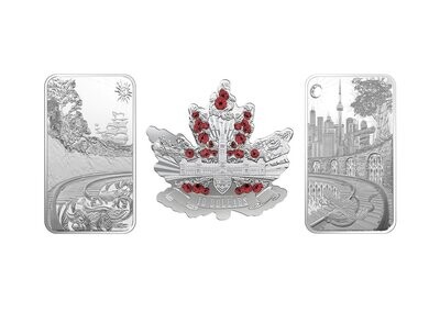 Canada. Elizabeth II. 2018. A set of three coins. Canada is forward-looking. 0.9999 Silver 3.5482 Oz., ASW., 110.35 g. PROOF. Mintage: 3,000