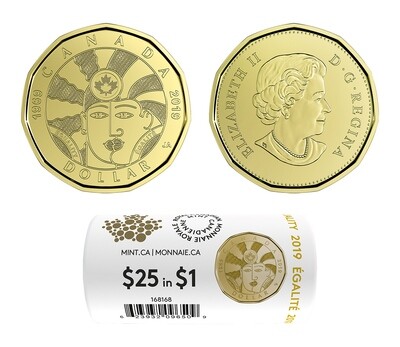 Canada. Elizabeth II. 2019. 1 Dollar - a roll of 25 coins. Equality. Ni-Cu. KM#. UNC Note: SPECIAL EDITION RCM