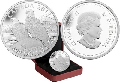 Canada. Elizabeth II. 2013. 300 Dollars. Bald Eagle. 0.9995 Platinum 0.999 Oz., APW 31.11 g., KM#1391. PROOF. Mintage: 200