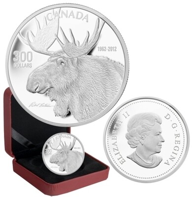 Canada. Elizabeth II. 2012. 300 Dollars. Series: Animals. #02. Elk. 0.9995 Platinum 0.999 Oz., APW 31.11 g., KM#. PROOF. Mintage: 250