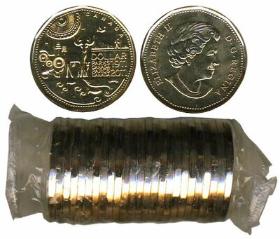 Canada. Elizabeth II. 2011. 1 dollar - a roll of 25 coins. Series: 1911-2011. 100 years of Canada's First National Park. Boreal forests. Ni-Cu. KM#. UNC
