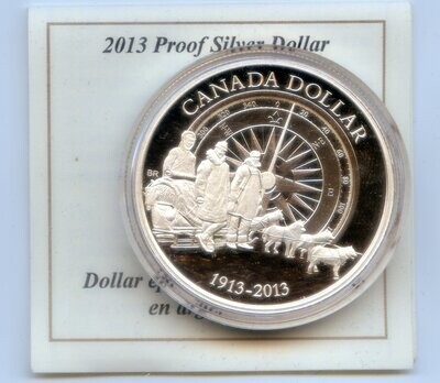 Canada. Elizabeth II. 2013. 1 Dollar. 100 Years of the First Arctic Expedition. 9999 Silver 0.8736 Oz. ASW., 27.170 g., PROOF