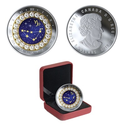 Canada. Elizabeth II. 2019. 5 Dollars. Series: Zodiac 2019. # 01 - Capricorn. 0.9999 Silver 0.25 Oz., ASW., 7.96 g., PROOF/Crystal. Mintage: 4,000