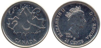 Canada. Elizabeth II. 2002. 25 cents. Canada Day - Wealth. 