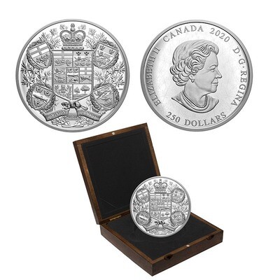 Canada. Elizabeth II. 2020. 250 Dollars. Series: Updated coats of Arms of Canadian Provinces from 1905. 0.999 Silver. 32.295 Oz., ASW., 1006.0 g., PROOF. Mintage: 600