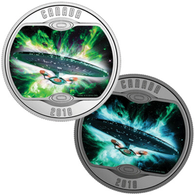 Canada. Elizabeth II. 2018. 10 Dollars. Series: Star Trekâ„¢. A new Generation. 0.9999 Silver 0.56 Oz., ASW., 15.870 g. PROOF / Colored. Mintage: 10,000 Canada. Elizabeth II. 2018. 10 Dollars. Series: Star Trekâ„¢. A new Generation. 0.9999 Silver 0.56 Oz., ASW., 15.870 g. PROOF / Colored. Mintage: 10,000