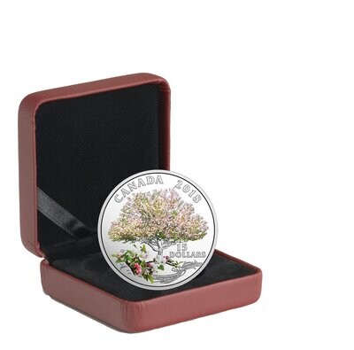 Canada. Elizabeth II. 2018. 15 Dollars. Series: Celebration of Spring. Apple Blossoms. 0.999 Silver 0.745 Oz. ASW., 23.170 g., KM#. PROOF / Colored
