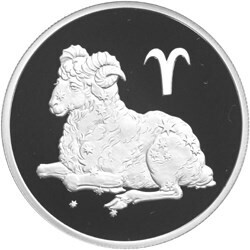 Russia. 2003. 2 Rubles. Series: Signs of the Zodiac #09. Aries. Silver 925. 0.5 Oz ASW 17.0 g. PROOF Mintage: 20,000