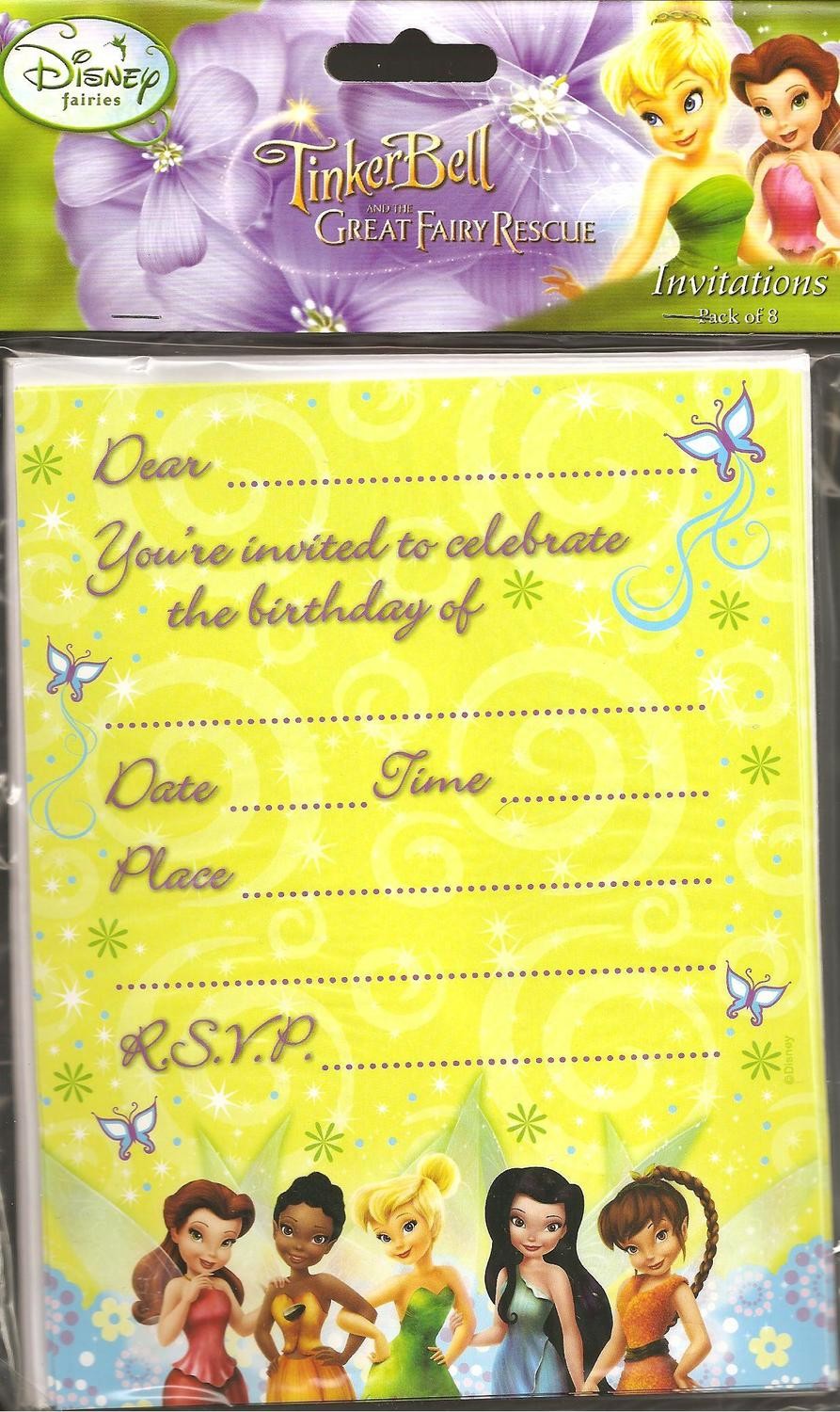 Tinkerbell Party Invitation Cards