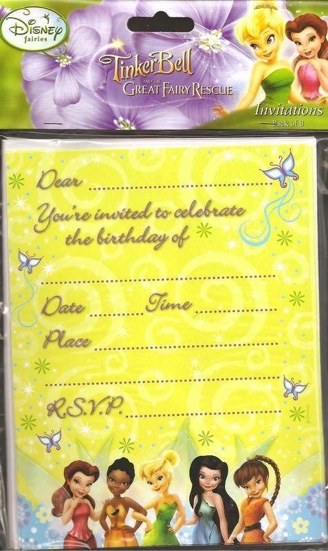 Tinkerbell Party Invitation Cards
