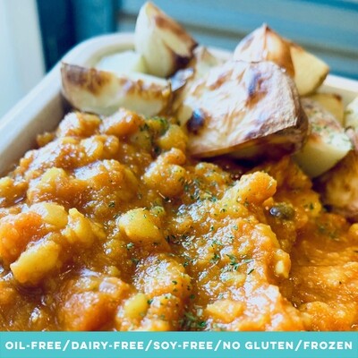 Coconut & Yellow Peas Dahl with Roast Potatoes Coconut & Yellow Peas Dahl with Roast Potatoes