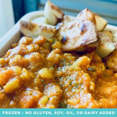 Coconut & Yellow Peas Dahl with Roast Potatoes Coconut & Yellow Peas Dahl with Roast Potatoes