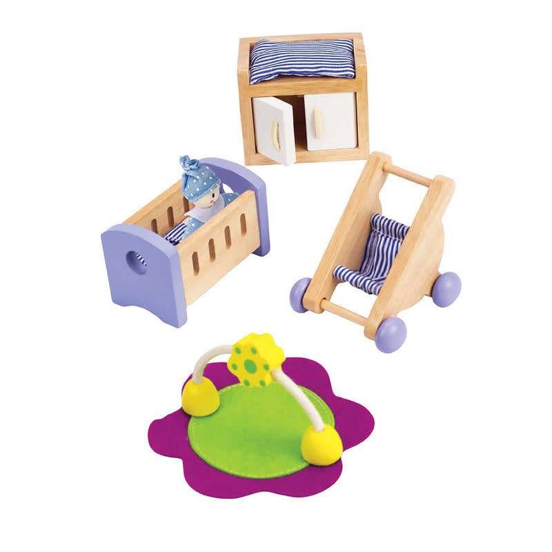 Hape Wooden Doll House Furniture: Baby's Room