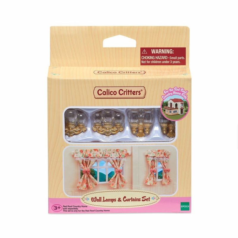 Calico Critters Room Wall Lamps &amp; Curtains Set