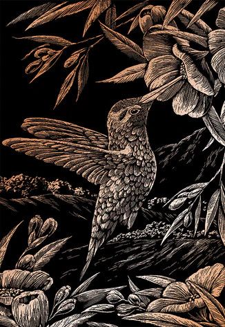 Engraving Art Copper Foil Humming Bird